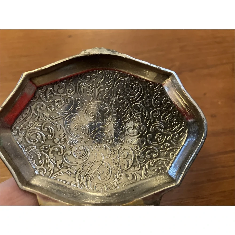 Vtg Ornate Silvertone Finish Musical Cherubs Angels Jewelry Box Rings Trinkets